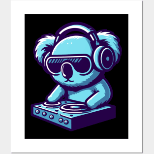 Kawaii koala with headphones and dj mixer, cute and funny koala bear, koala lover Posters and Art